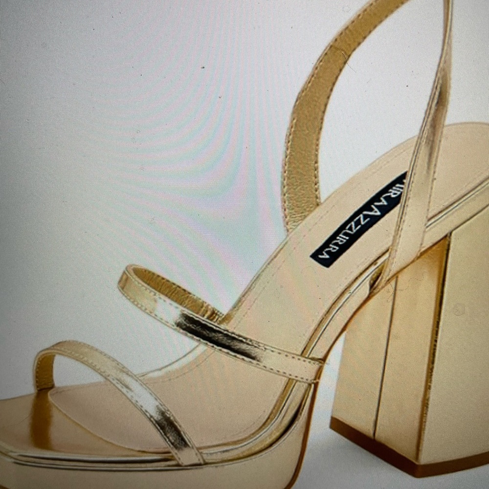 Gold Strappy Platform Heels